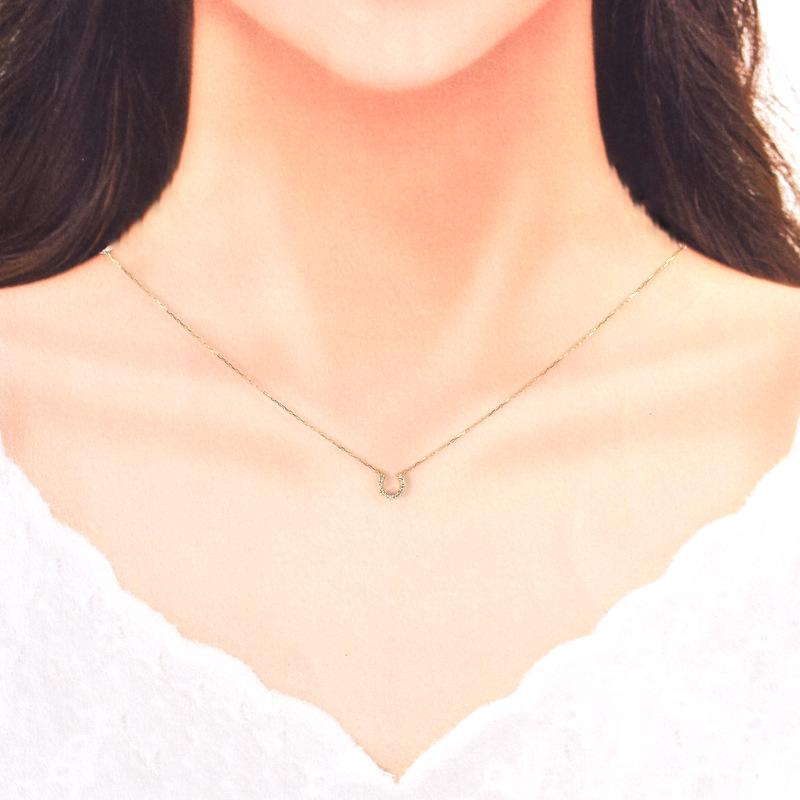 4℃（ヨンドシー） ネックレス 10金 馬蹄モチーフ 40cm キュービック