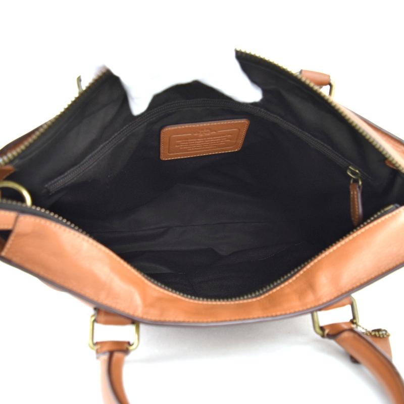 COACH コーチ 縦型 2WAYトート 斜め掛け 手提げ ブラウン レザー