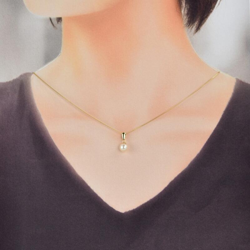 K18 カットパール ネックレス　40センチ ネックレス 18金 レディース パールネックレス 7.3mm 40cm イエロー
