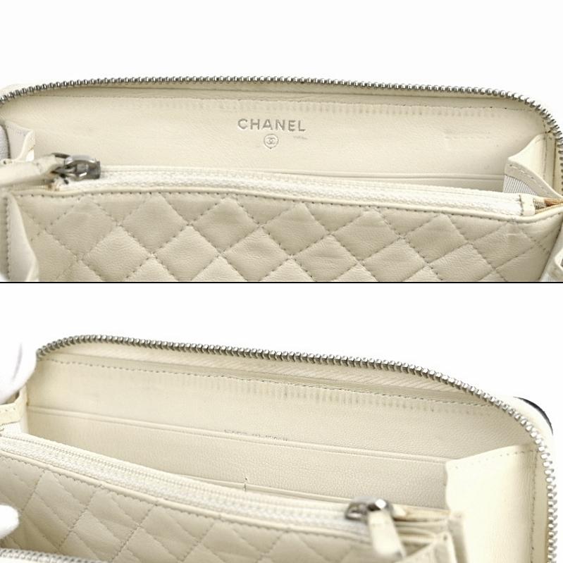 シャネル 長財布 2.55 ホワイト レザー ラウンドファスナー長財布