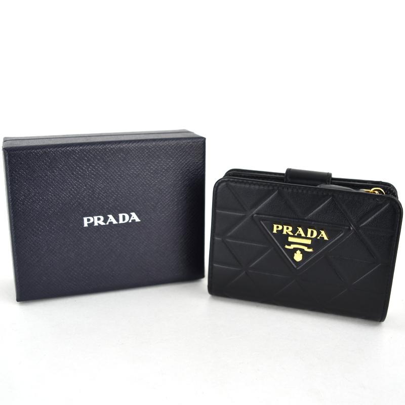 PRADA プラダ 財布 レディース 二つ折り財布 1ML018 レザー NERO PRADA プラダ 財布 レディース 二つ折り財布 1ML018 レザー NERO