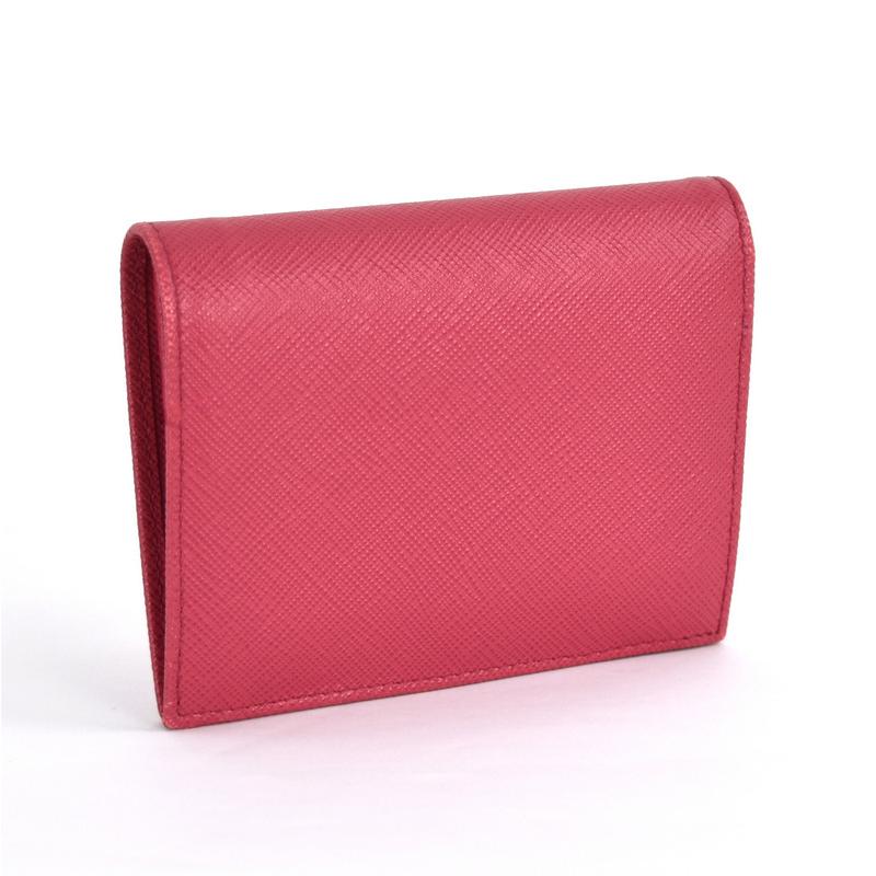 希少＊プラダ 二つ折り財布 サフィアーノ ピンク 1MV204 メタルロゴ プラダ PRADA 二つ折り財布 1MV204 ピンク サフィアーノレザー