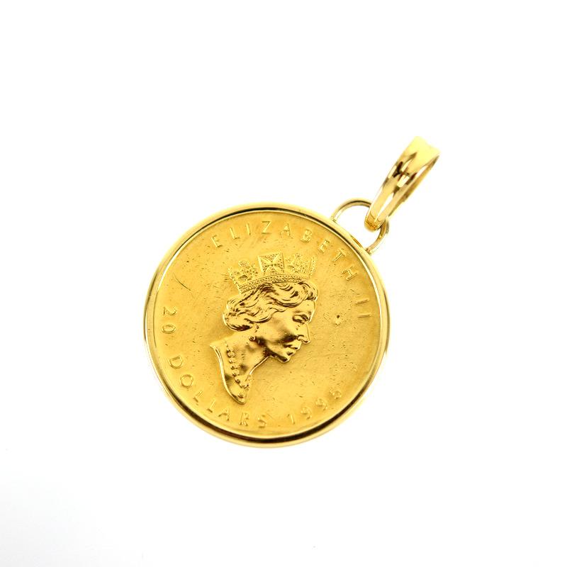 ペンダントトップ メイプルリーフ金貨 1/2oz 17.6g K24×K18 K18YG
