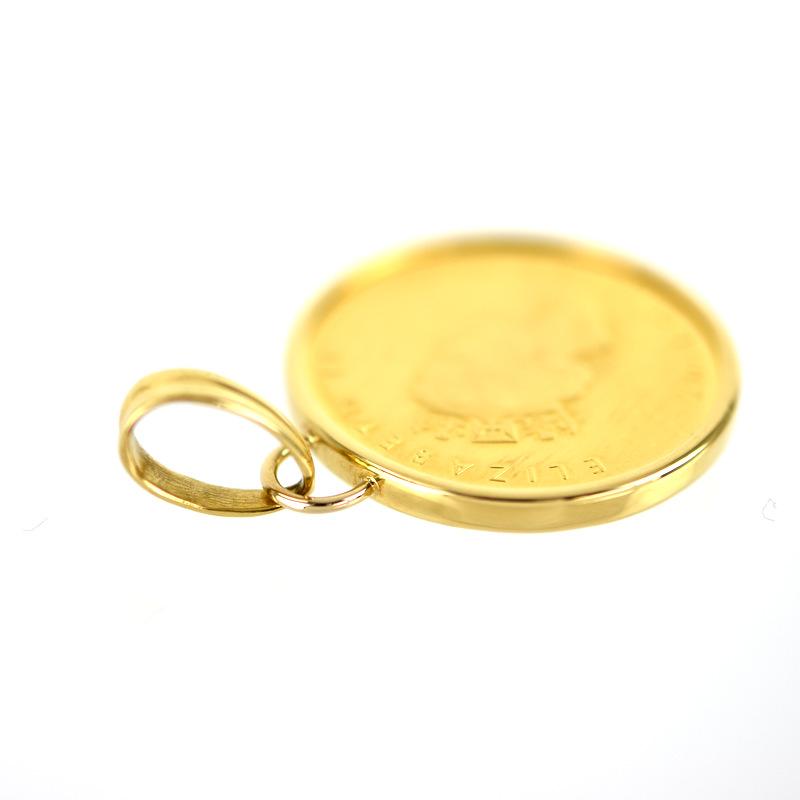 Mal. k18YGエリザベス　ペンダントトップ ペンダントトップ メイプルリーフ金貨 1/2oz 17.6g K24×K18 K18YG