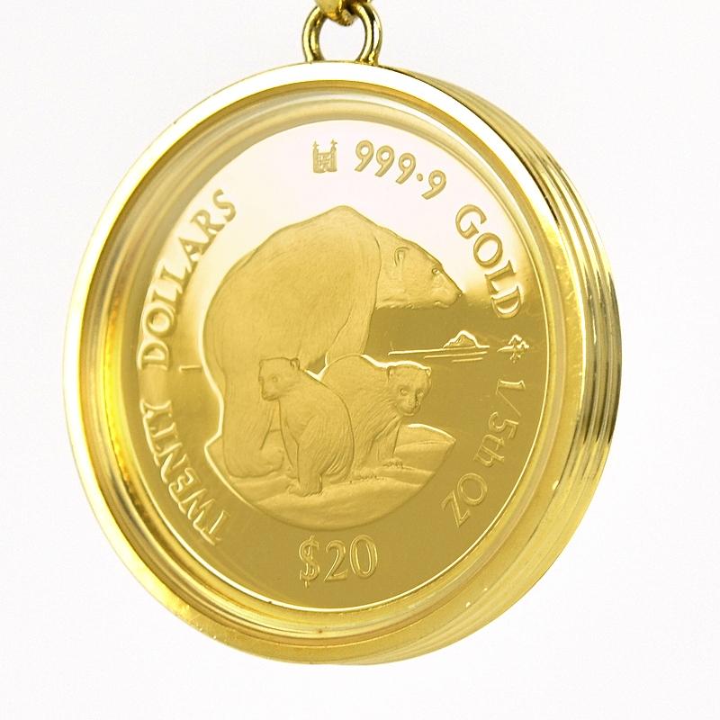 金貨 ペンダントトップ 20ドル 1/5oz ホッキョクグマ親子 エリザベス2