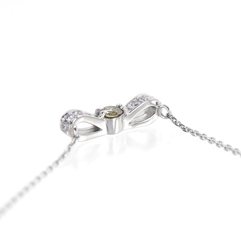 0.4カラット ダイヤ ネックレス リボンモチーフ スライドチェーン 証明書付 GU公式 | スライドチェーンリボンモチーフネックレス