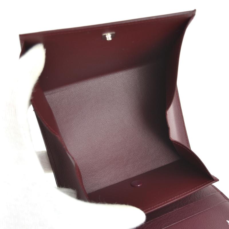 極美品　Cartier カルティエ　折り財布　三つ折り　マストライン　ボルドー Cartier カルティエ 財布 マストライン 三つ折り 3つ折り ミニ