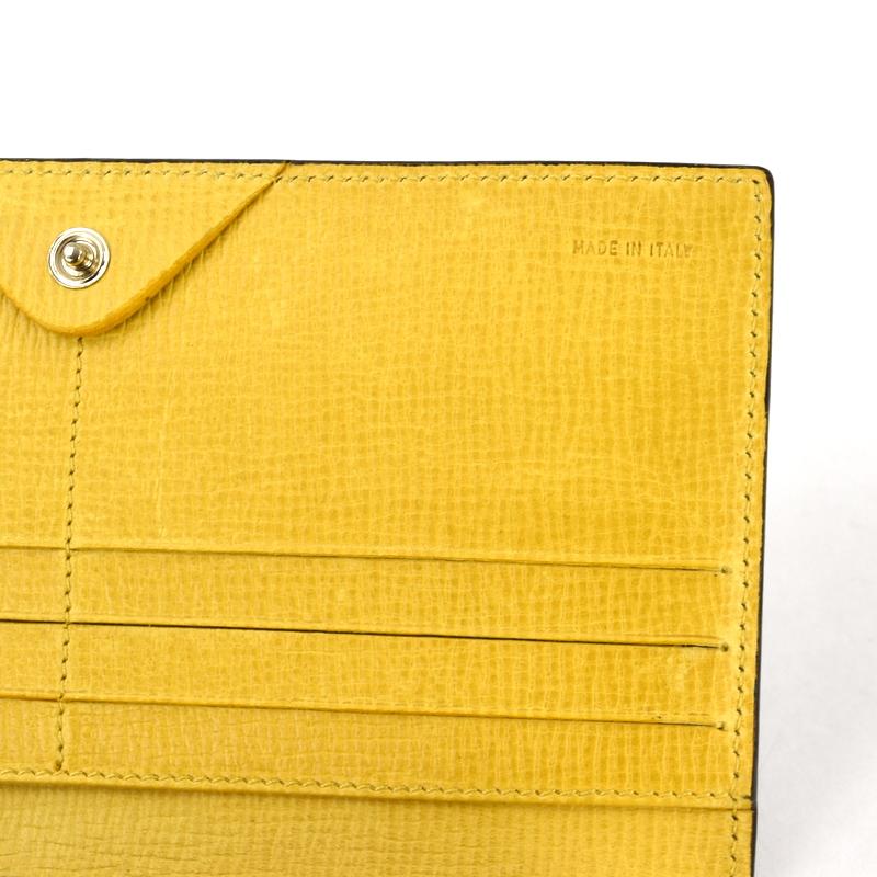 FENDI フェンディ 二つ折り財布 FFロゴ ズッカ レザー 黄色 イエロー