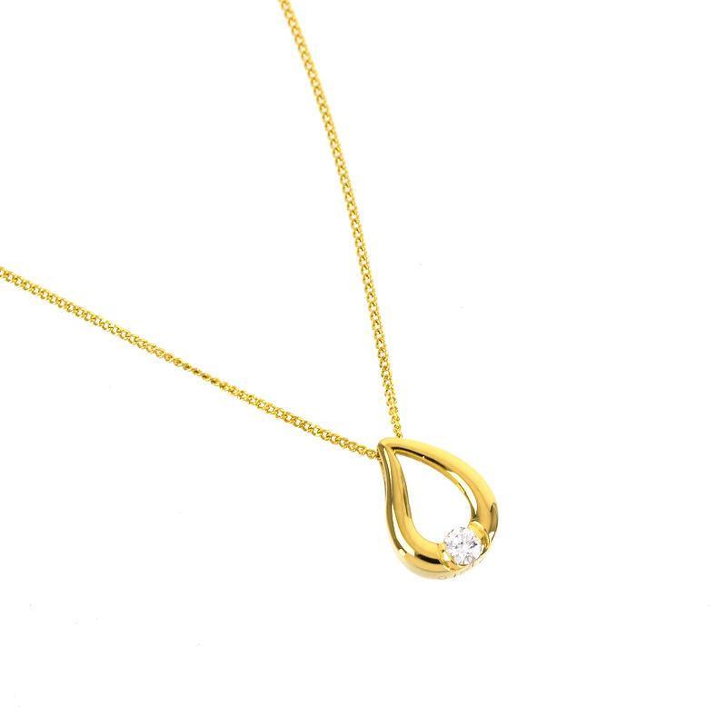 ダイヤ ネックレス イエローゴールド 18金 18k ダイア 0.12ct ペア 