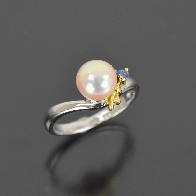 指輪 9号 パール 18Kイエローゴールド Pt900 パール 指輪 プラチナ900 イエローゴールド 18金 18k Pt900