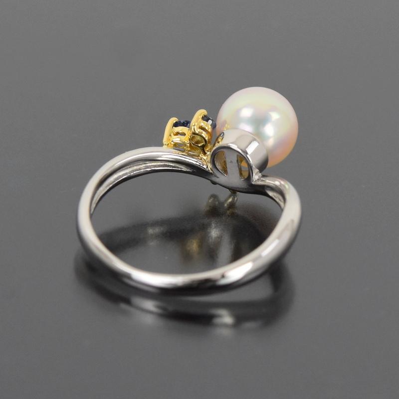 指輪 9号 パール 18Kイエローゴールド Pt900 パール 指輪 プラチナ900 イエローゴールド 18金 18k Pt900