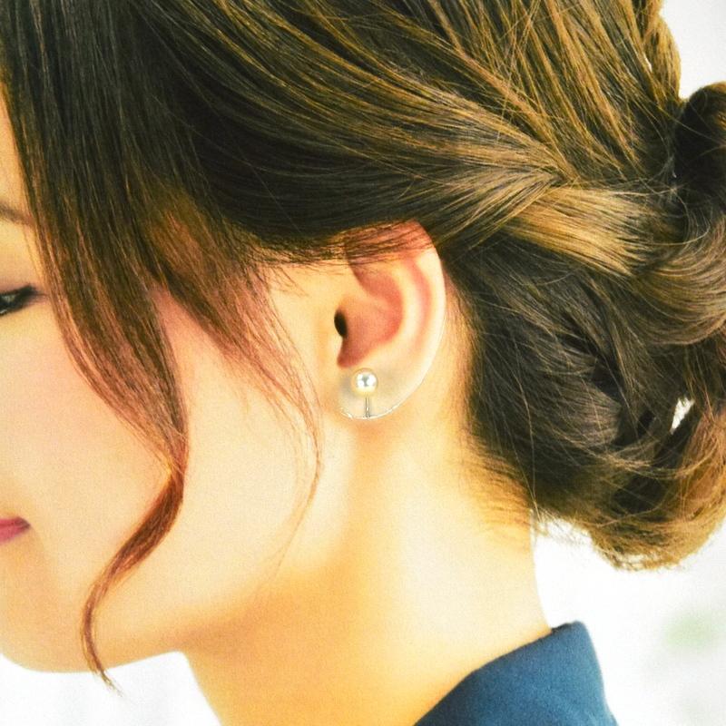 パール イヤリング ホワイトゴールド 14金 14k 1粒 真珠 8.4mm 8ミリ 