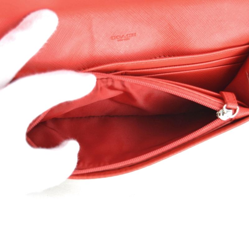 COACH（コーチ） 長財布 レディース シグネチャー ベージュ×レッド