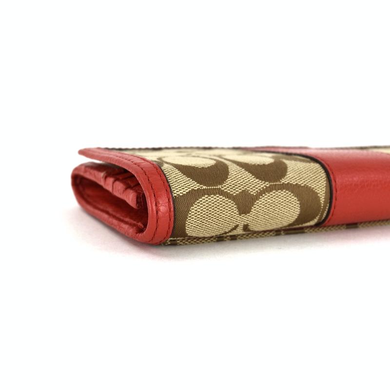 COACH コーチ/シグネチャー長財布/F51772/F51**/W19.5cm×H10cm×D2.5cm/コーチ/Aランク/79【中古】 COACH（コーチ） 長財布 レディース シグネチャー ベージュ×レッド