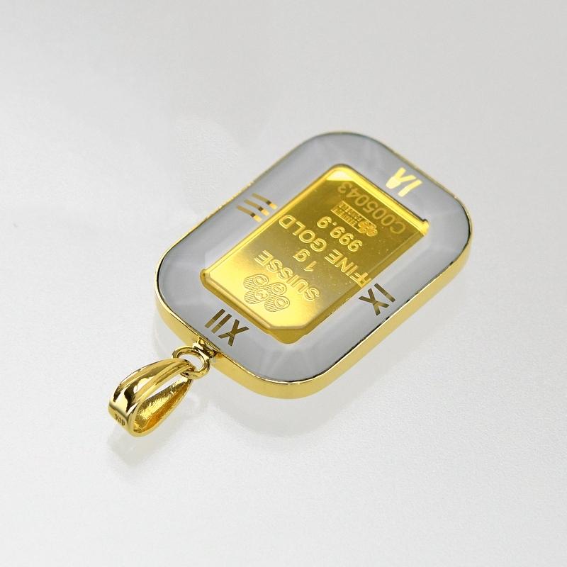 純金インゴット マリア 1g ペンダントトップ 24金 フォーナイン 18金枠