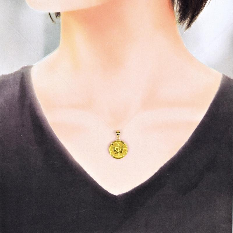 田中貴金属ジュエリー メイプルリーフ金貨 1/10oz ペンダントトップ