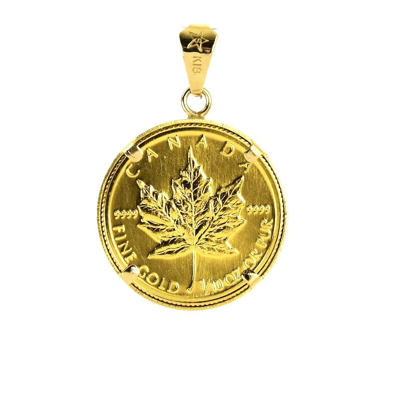 田中貴金属ジュエリー メイプルリーフ金貨 1/10oz ペンダントトップ