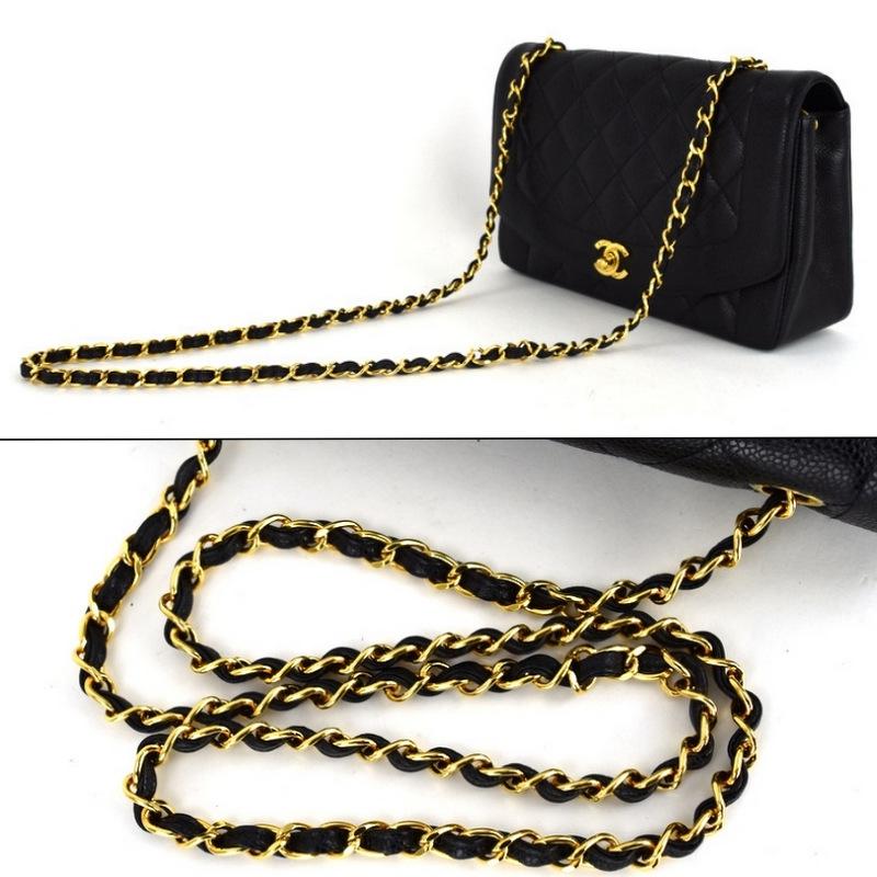 美品 CHANEL シャネル ココマーク マトラッセ キャビアスキン ダイアナ ゴールド金具 チェーン ショルダー バッグ レディース dd1 CHANEL - 美品 CHANEL シャネル ココマーク マトラッセ キャビアスキン