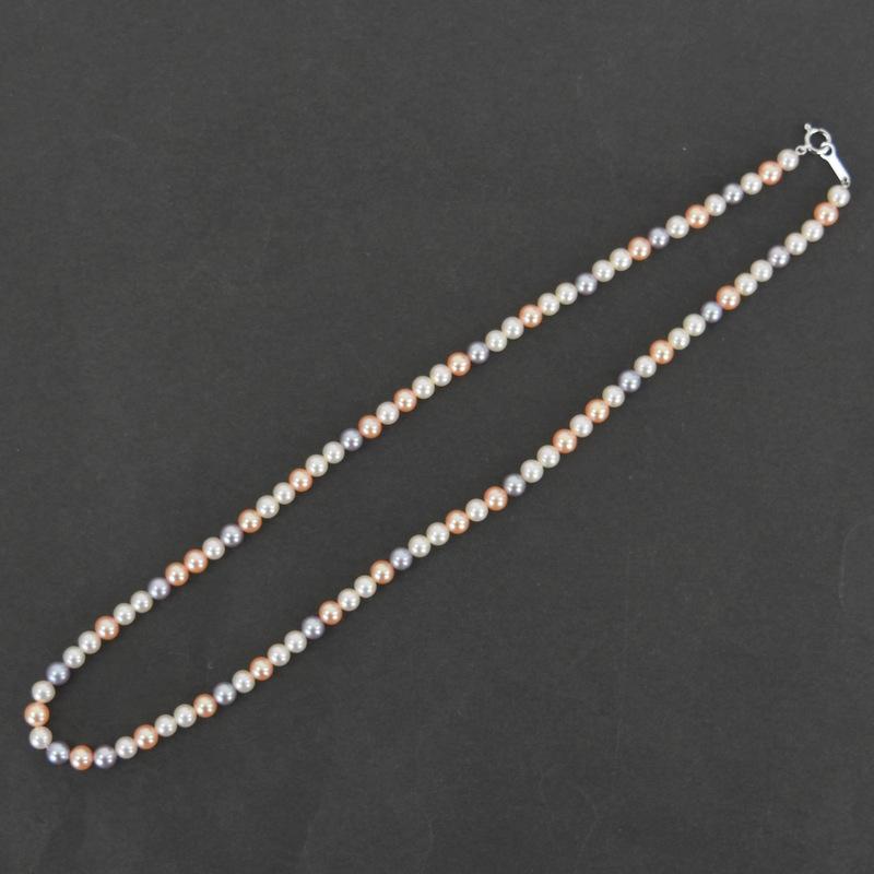 ネックレス 14金 レディース パールネックレス 43cm マルチカラー 