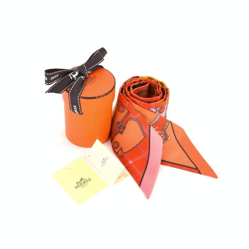HERMES エルメス ツイリー リボンスカーフ シルク100％ CAMAILS  
