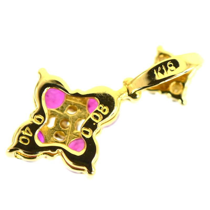 ペンダントトップ ルビー 0.40ct ダイヤモンド 0.08ct 18k 18金  