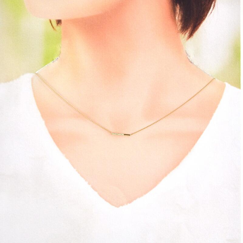 4℃（ヨンドシー） ネックレス 18金 Aqua Gold K18アクアゴールド バー