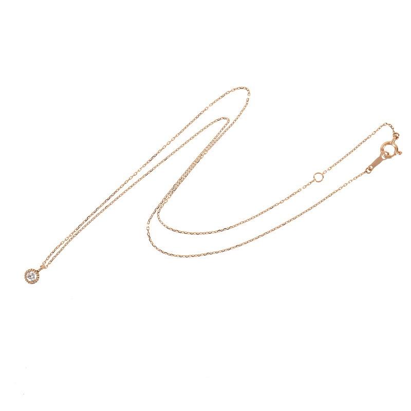 ダイヤモンド ネックレス K18PG 一粒ダイヤ 0.12ct 40cm ドット枠 ジュエリー レディース アクトワン_2
