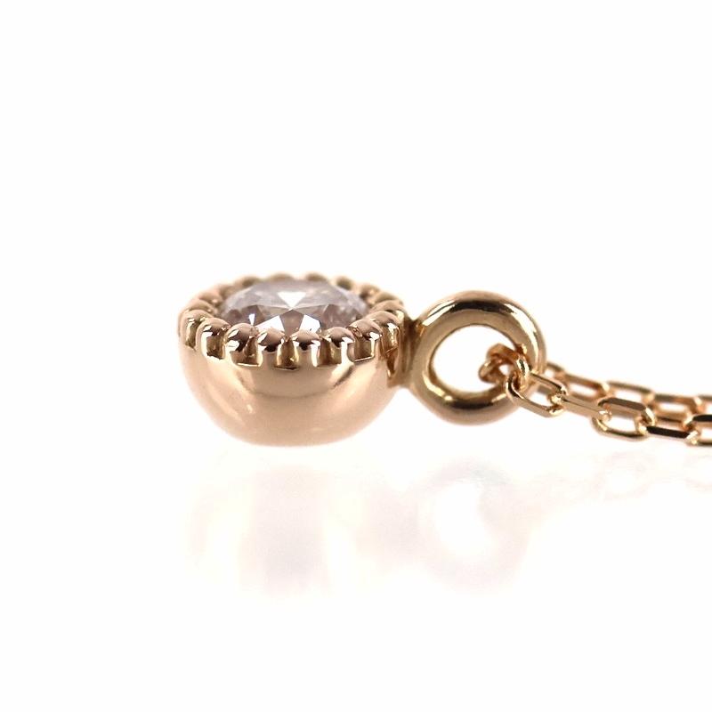 ダイヤモンド ネックレス K18PG 一粒ダイヤ 0.12ct 40cm ドット枠 ジュエリー レディース アクトワン_7