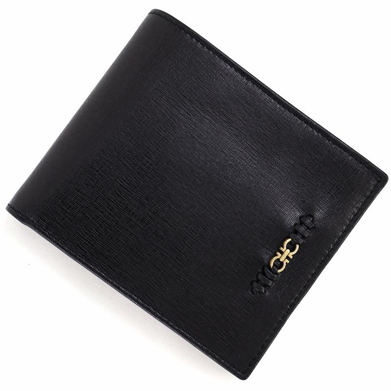 FERRAGAMO（フェラガモ） 財布 メンズ 二つ折りサイフ ブラック 無地