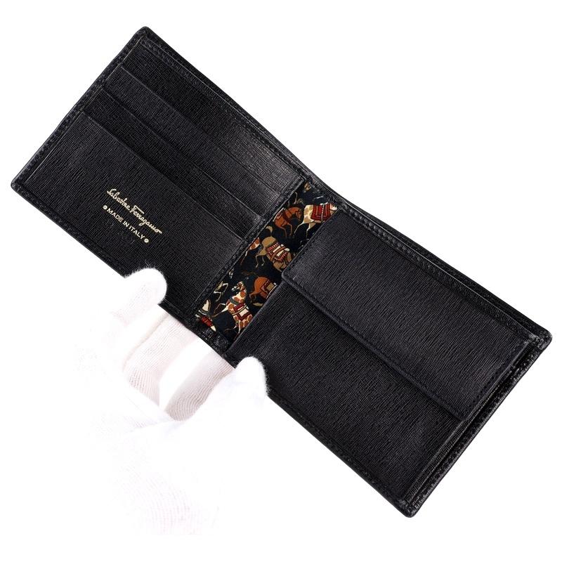 FERRAGAMO（フェラガモ） 財布 メンズ 二つ折りサイフ ブラック 無地