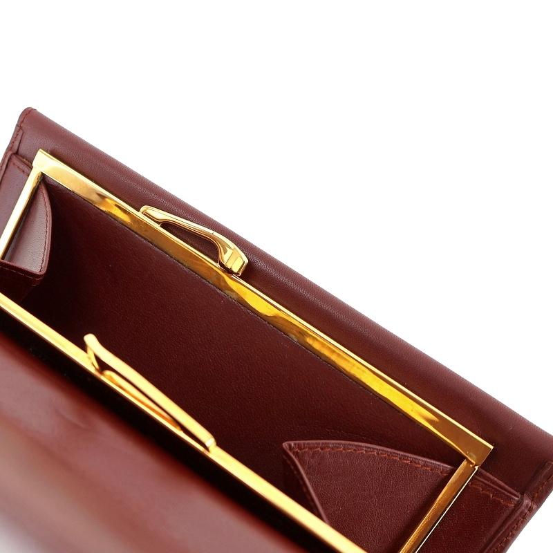 美品 カルティエ マネークリップ ボルドー マストライン 札入れ ゴールド 財布 Cartier（カルティエ） マストライン 長札入れ 二つ折り 財布 札入れ