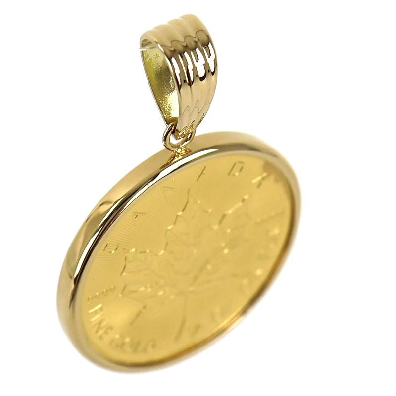 18金1/4オンスコイン枠 1個売り】 コイン空枠パーツ 18金 イエローゴールド メイプル