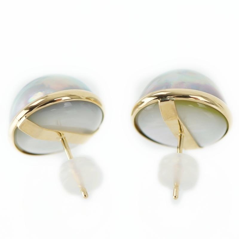 真珠 ピアス 18金 マベパール 13.1mm 13.2mm 4.0g K18YG イエロー