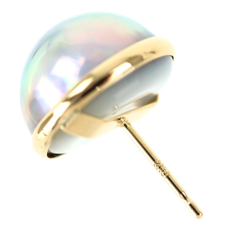 真珠 ピアス 18金 マベパール 13.1mm 13.2mm 4.0g K18YG イエロー