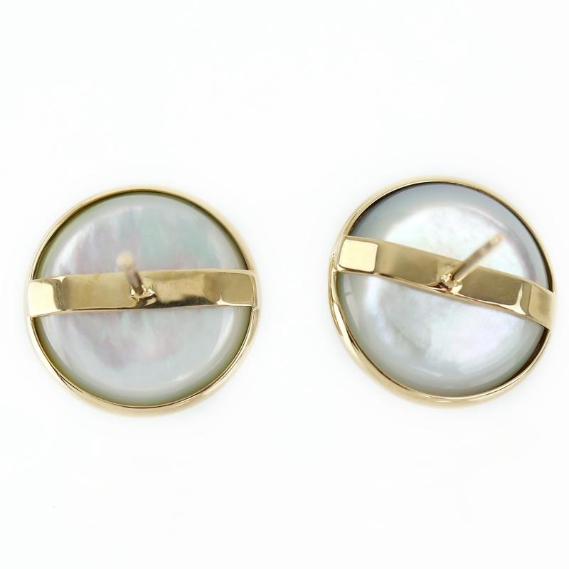 真珠 ピアス 18金 マベパール 13.1mm 13.2mm 4.0g K18YG イエロー