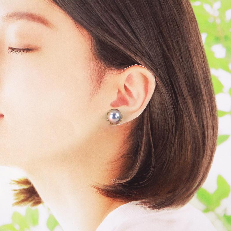 真珠 ピアス 18金 マベパール 13.1mm 13.2mm 4.0g K18YG イエロー