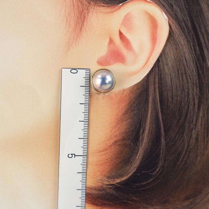 真珠 ピアス 18金 マベパール 13.1mm 13.2mm 4.0g K18YG イエロー