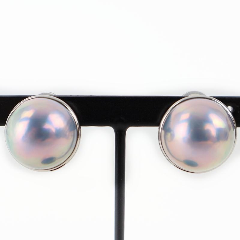 イヤリング レディース Pt900×850 マベパール 13.8mm 14.0mm 5.6g 