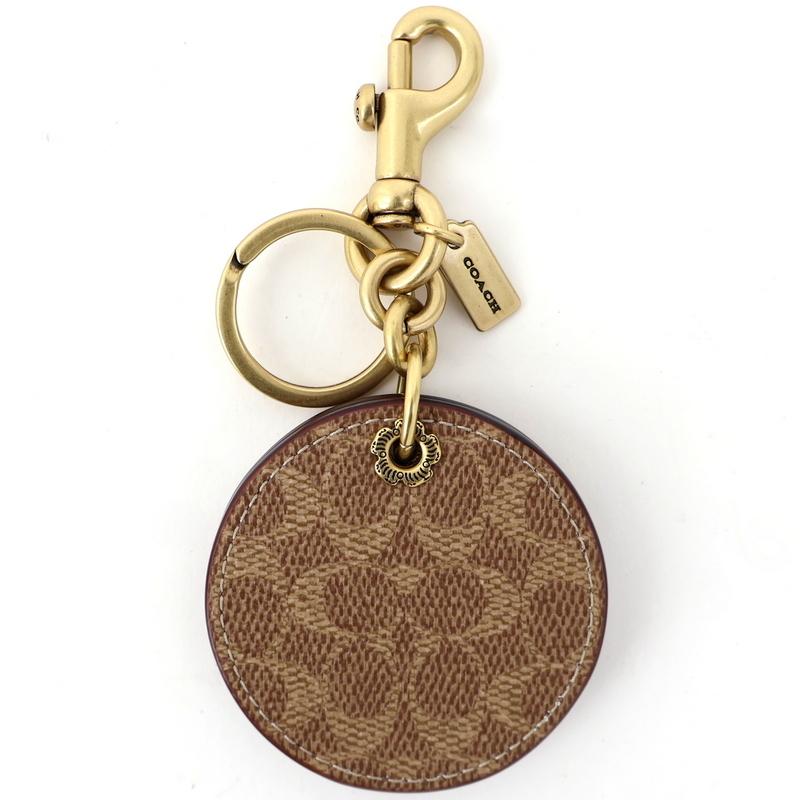 新品未使用　COACH　ミラー付きキーホルダー バッグチャーム COACH コーチ ミラー バッグ チャーム シグネチャー キャンバス