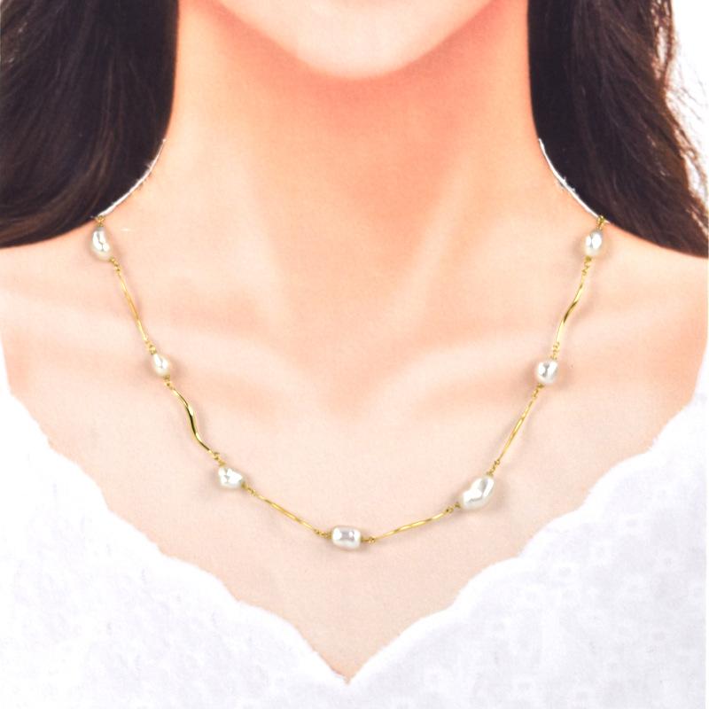 ケシパールステーションネックレス　一連パールネックレス　ネックレス　sv925 ネックレス レディース 18金 ケシパールネックレス 46cm ステーション