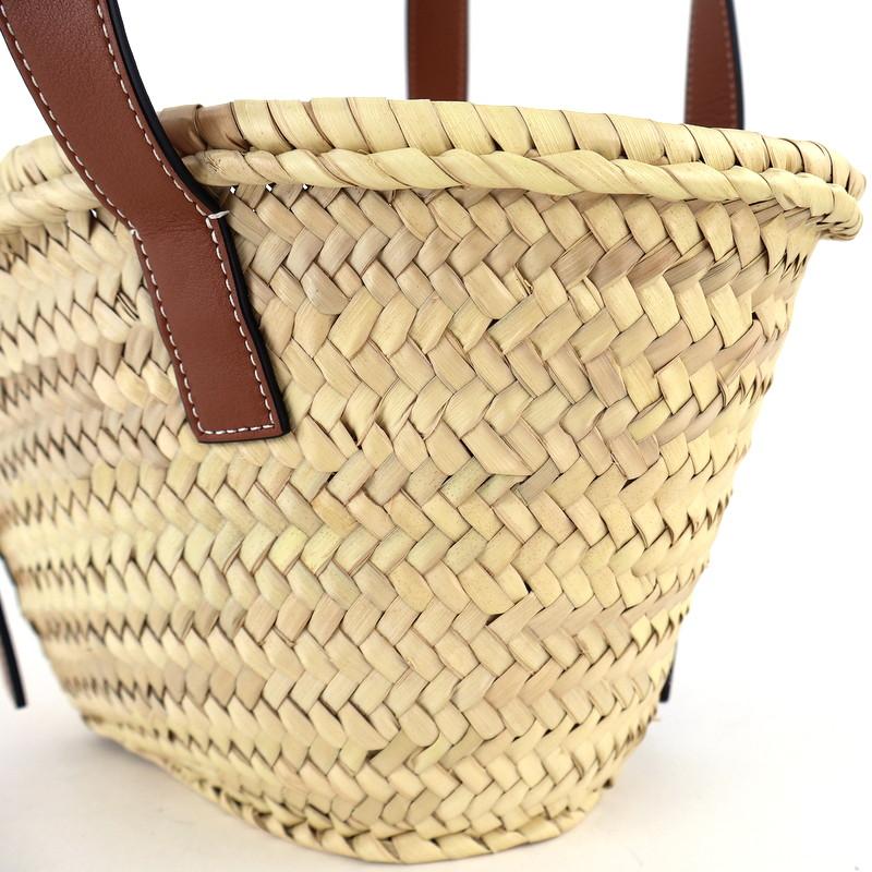 LOEWE ベージュ かごバッグ　バスケットバッグ スモール（ヤシの葉&カーフ） バスケットバッグ スモール（ヤシの葉&カーフ） ベージュ - LOEWE