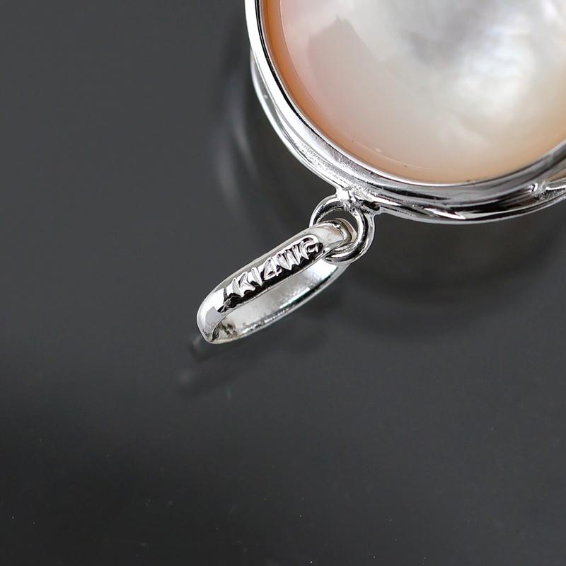 マベパール ペンダントトップ 12.9mm 14k 14金 ホワイトゴールド 枠