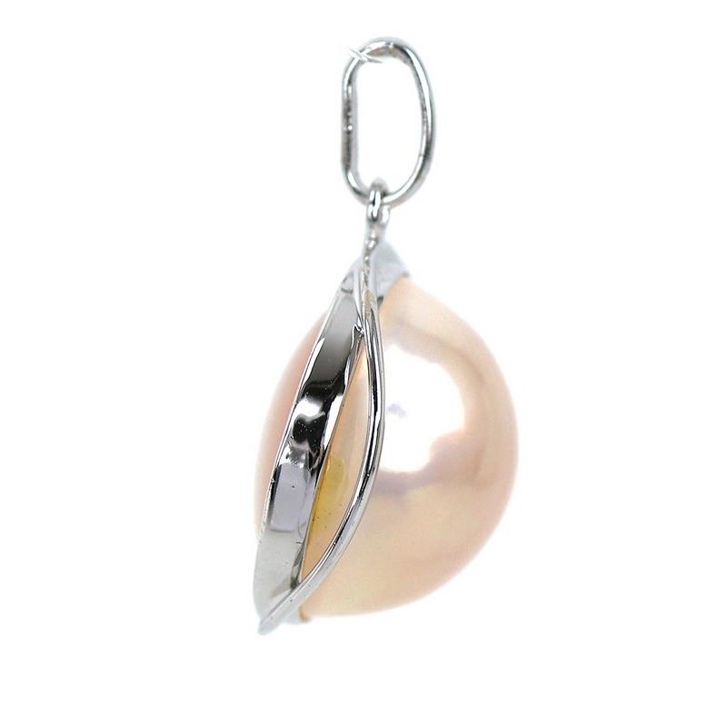 マベパール ペンダントトップ 12.9mm 14k 14金 ホワイトゴールド 枠