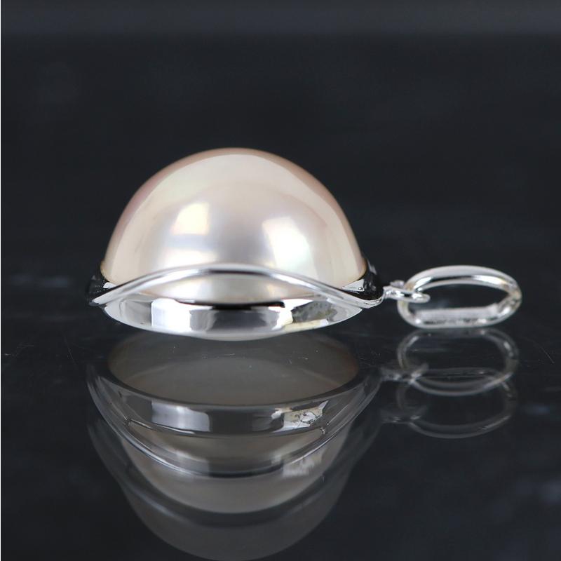 マベパール ペンダントトップ 12.9mm 14k 14金 ホワイトゴールド 枠