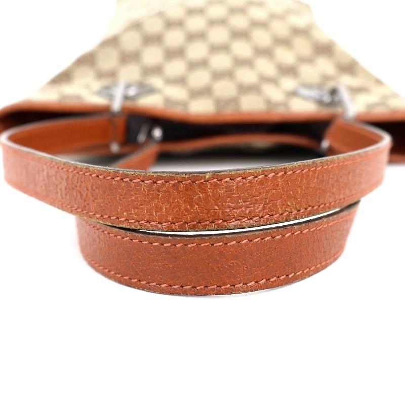 GGキャンバス グッチ トートバッグ バケツ形 レザー ベージュ×オレンジ