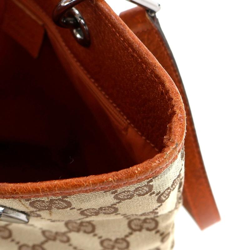 GGキャンバス グッチ トートバッグ バケツ形 レザー ベージュ×オレンジ