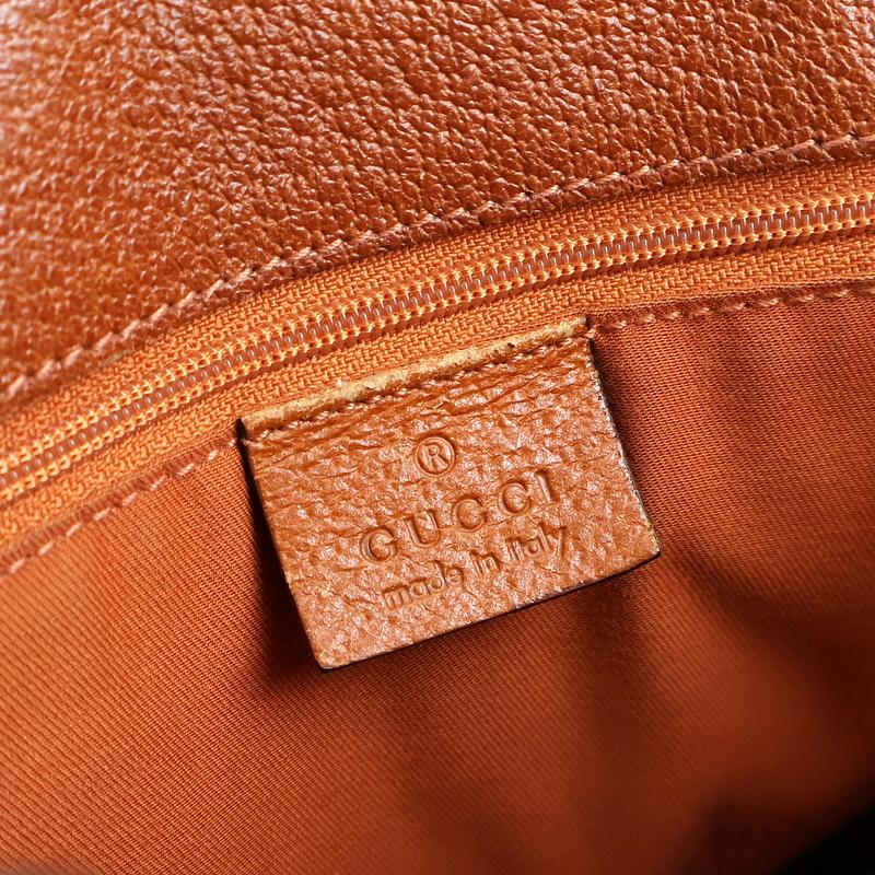 GGキャンバス グッチ トートバッグ バケツ形 レザー ベージュ×オレンジ