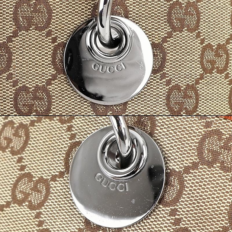 GGキャンバス グッチ トートバッグ バケツ形 レザー ベージュ×オレンジ