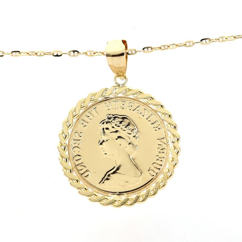 ネックレス 18金 エリザベス女王 コインモチーフ 45cm 2.2g