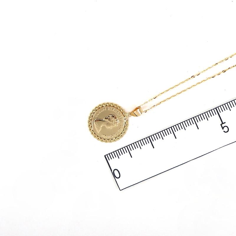 ネックレス 18金 エリザベス女王 コインモチーフ 45cm 2.2g
